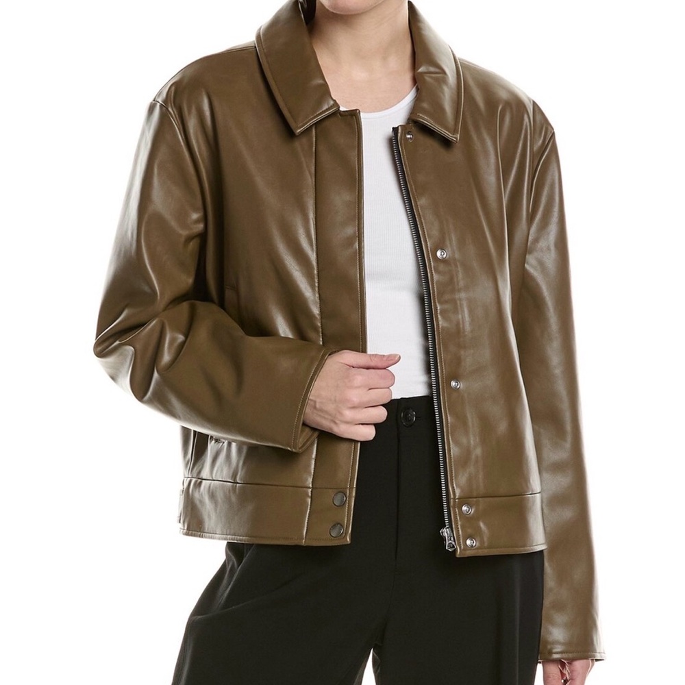 Rag & Bone Myla Brown Faux Leather Jacket